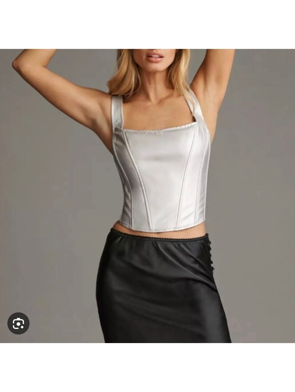 NWT Maeve Silver Metallic Corset Tank - Size 6